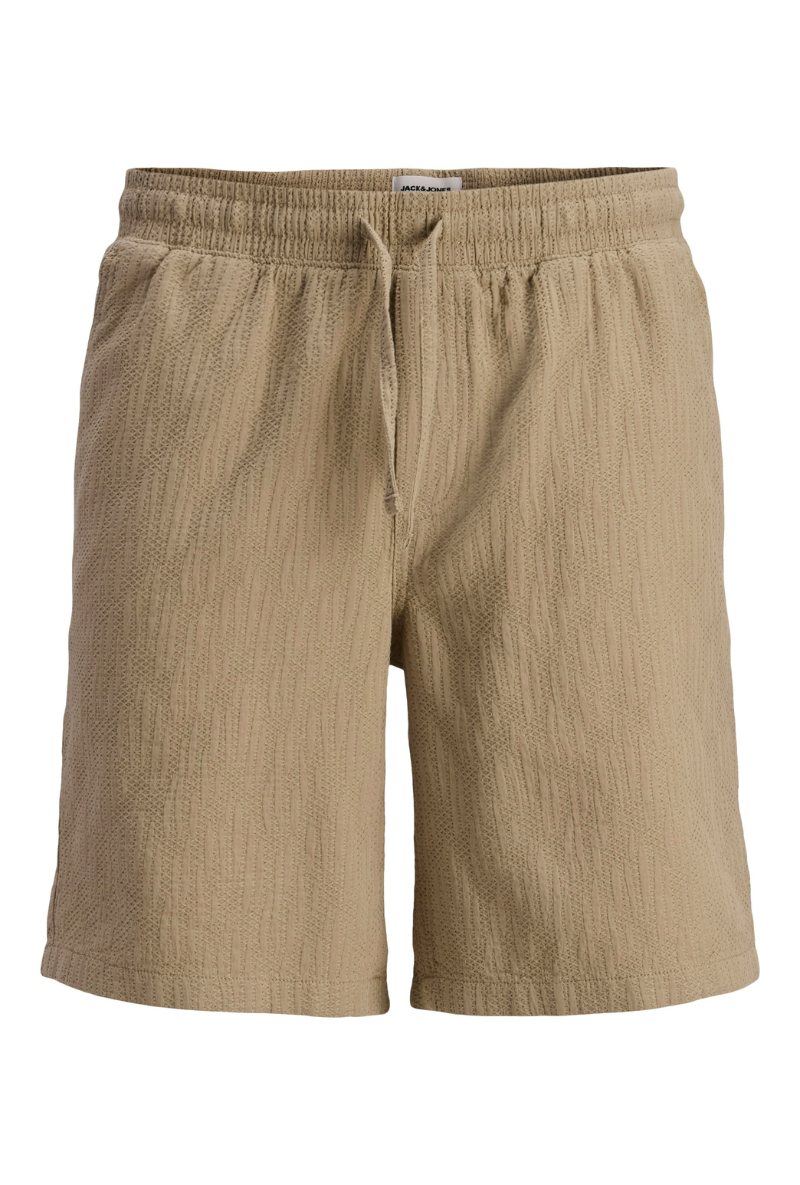 Front image of Jaiden wavy jogger shorts in stone, by brand Jack&jones