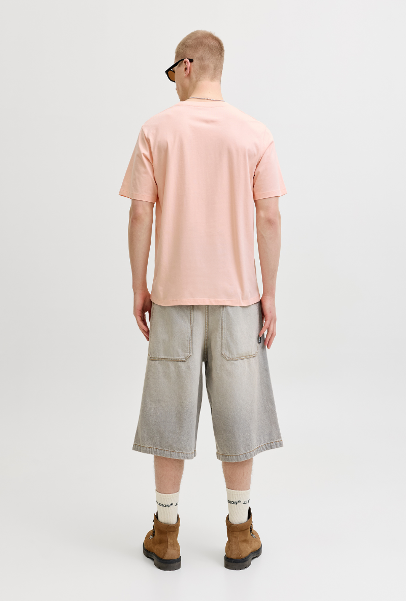 Back image of Montauk chestie shortsleeve tee in peach, by brand Jack&jones