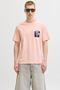 Front image of the Montauk chestie shortsleeve tee in peach, by brand Jack&jones
