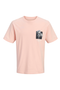 Front image of the Montauk chestie shortsleeve tee in peach, by brand Jack&jones