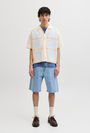 Image of ORCHARD KNIT CROCHET POLO in light blue, by brand JACK&JONES