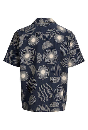 Back image of the Abstract print s/s resort shirt in navy, by brand Jack&jones
