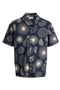 Front image of Abstract print s/s resort shirt in navy, by brand Jack&jones
