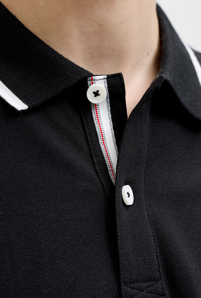 Detail image of Blaze s/s polo in black, by brand Jack&jones