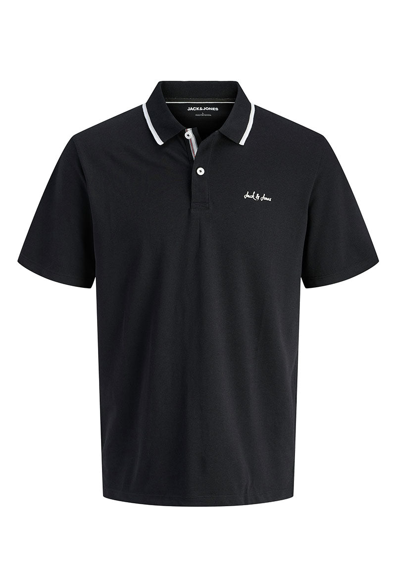 Front image of Blaze s/s polo in black, by brand Jack&jones