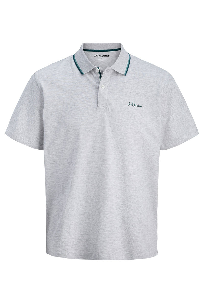 Front image of Blaze s/s polo in grey, by brand Jack&jones