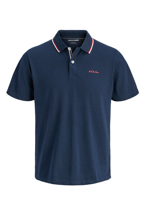 Front image of the Blaze s/s polo in navy, by brand Jack&jones