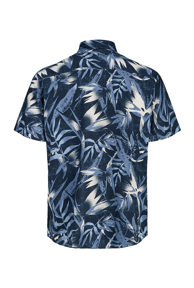 Back image of Honolulu aop ss shirt in navy, by brand Jack&jones