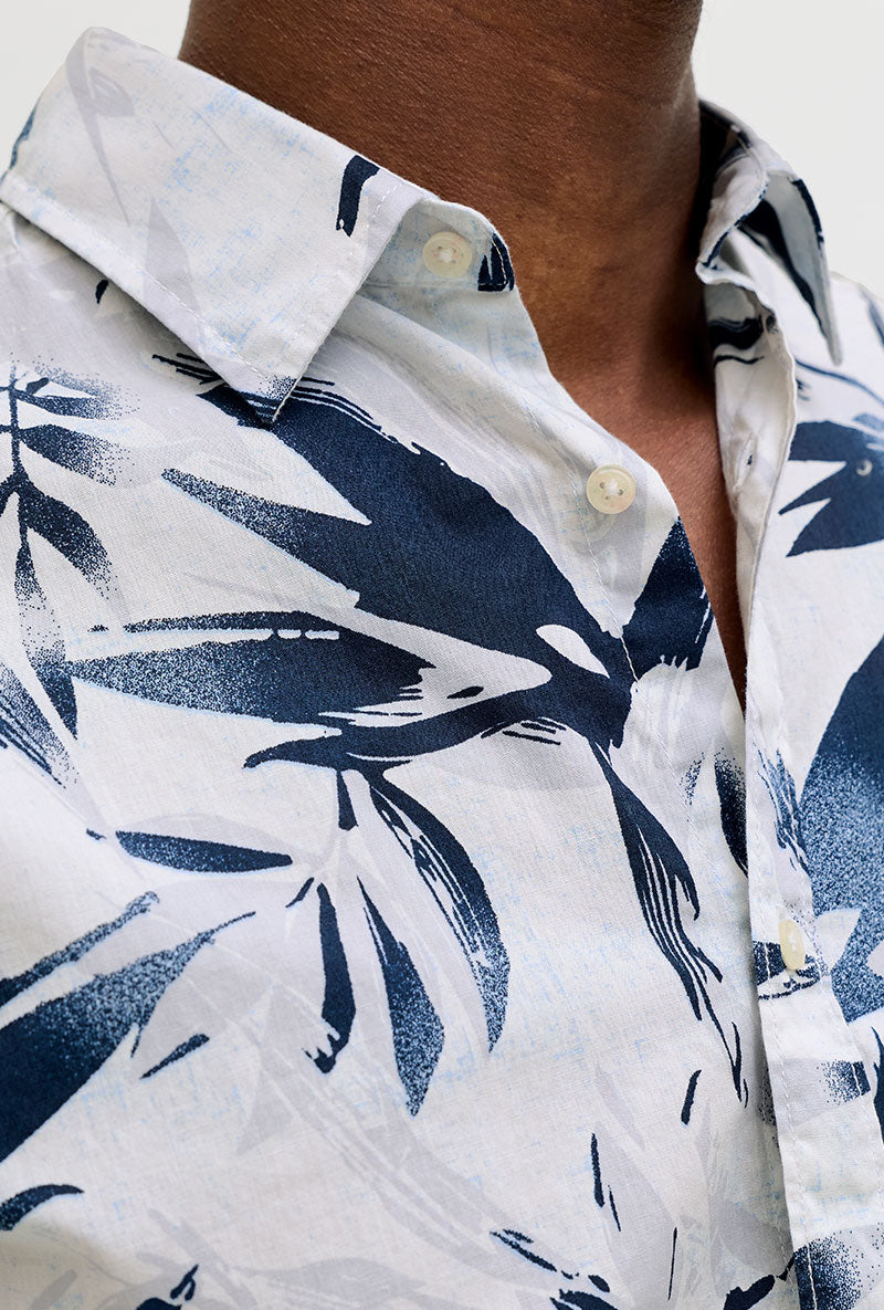 Front image of Honolulu aop ss shirt in white, by brand Jack&jones