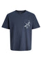 Front image of the Montauk aop pocket tee in navy, by brand Jack&jones