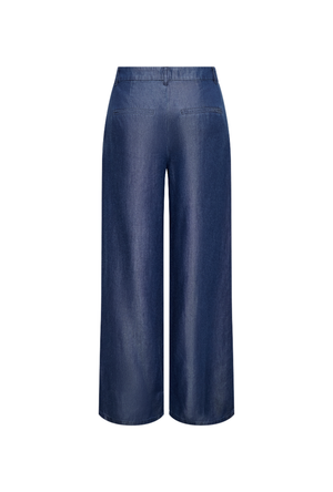 Back image of the Jasper high waist wide pants in dark denim, by brand Jacqueline de yong
