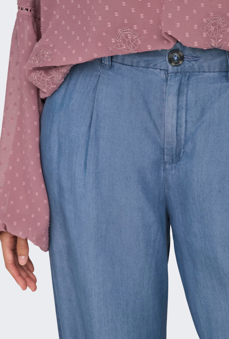 Front image of Jasper high waist wide pants in light denim, by brand Jacqueline de yong