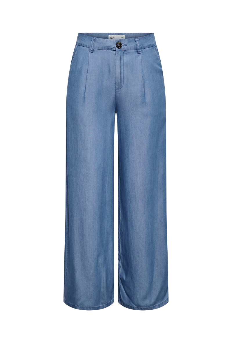 Front image of Jasper high waist wide pants in light denim, by brand Jacqueline de yong