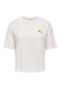 Front image of the Cally s/s print tshirt in off white, by brand Jacqueline de yong