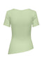 Back image of the Catie s/s assymetric top in lime, by brand Jacqueline de yong