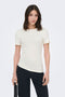 Front image of a model wearing Catie s/s assymetric top in white, by brand Jacqueline de yong