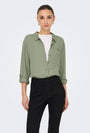 Image of CAYA LINEN LOOSE L/S SHIRT in sage, by brand JACQUELINE DE YONG