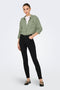 Front image of a model wearing the Caya linen loose l/s shirt in sage, by brand Jacqueline de yong