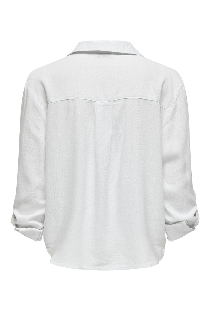 Back image of Caya linen loose l/s shirt in white, by brand Jacqueline de yong
