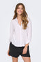 Front image of a model wearing Caya linen loose l/s shirt in white, by brand Jacqueline de yong