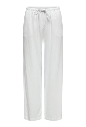 Front image of Caya linen midwaist pants in white, by brand Jacqueline de yong