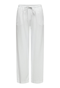 Front image of the Caya linen midwaist pants in white, by brand Jacqueline de yong