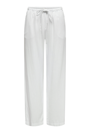Front image of the Caya linen midwaist pants in white, by brand Jacqueline de yong