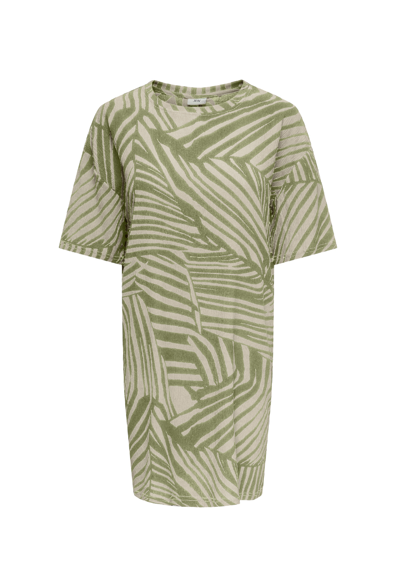 Front image of Debbie short sleeve oversized dress in sage, by brand Jacqueline de yong