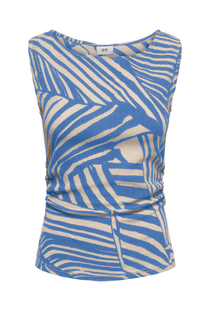 Front image of the Debbie sleeveless top in blue, by brand Jacqueline de yong