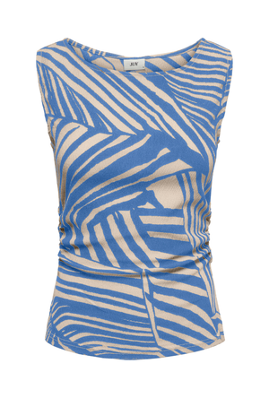Front image of the Debbie sleeveless top in blue, by brand Jacqueline de yong