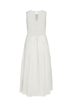 Back image of the Diego s/l smock midi dress in white, by brand Jacqueline de yong