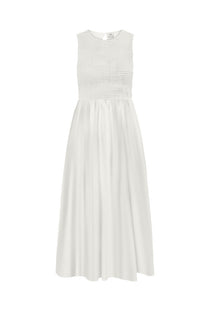 Front image of the Diego s/l smock midi dress in white, by brand Jacqueline de yong