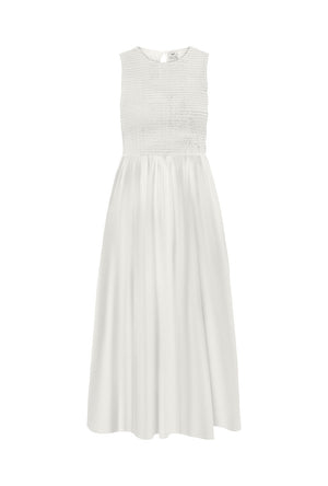 Front image of the Diego s/l smock midi dress in white, by brand Jacqueline de yong