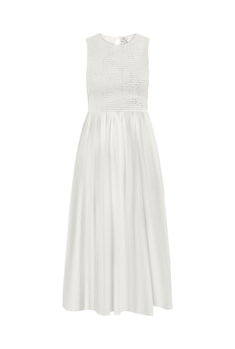 Front image of Diego s/l smock midi dress in white, by brand Jacqueline de yong