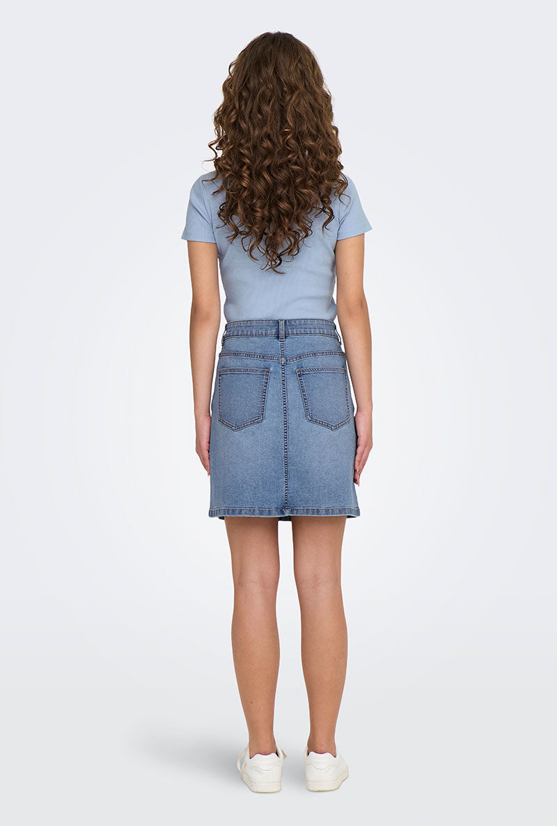 Back image of a model wearing Jdu moon hw denim skirt in denim, by brand Jacqueline de yong
