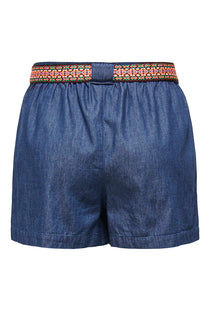 Back image of the Kai hw shorts in denim, by brand Jacqueline de yong