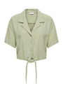 Image of CAYA LINEN SHORTSLEEVE KNOT SHIRT in khaki, by brand JACQUELINE DE YONG