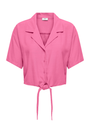 Image of CAYA LINEN SHORTSLEEVE KNOT SHIRT in pink, by brand JACQUELINE DE YONG