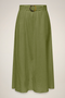 Front image of the Milan linen highwaist belted skirt in olive, by brand Jacqueline de yong