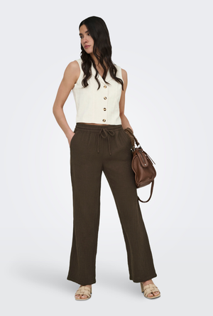 Front image of the Jdy milan linen sleeveless waistcoat in oat, by brand Jacqueline de yong
