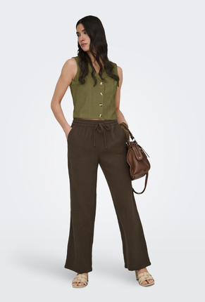 Front image of Jdy milan linen sleeveless waistcoat in olive, by brand Jacqueline de yong