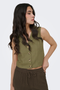Front image of the Jdy milan linen sleeveless waistcoat in olive, by brand Jacqueline de yong