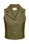 Front image of the Jdy milan linen sleeveless waistcoat in olive, by brand Jacqueline de yong