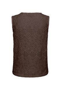 Back image of the Nulle life s/l button top in brown, by brand Jacqueline de yong