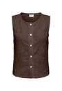 Image of NULLE LIFE S/L BUTTON TOP in brown, by brand JACQUELINE DE YONG