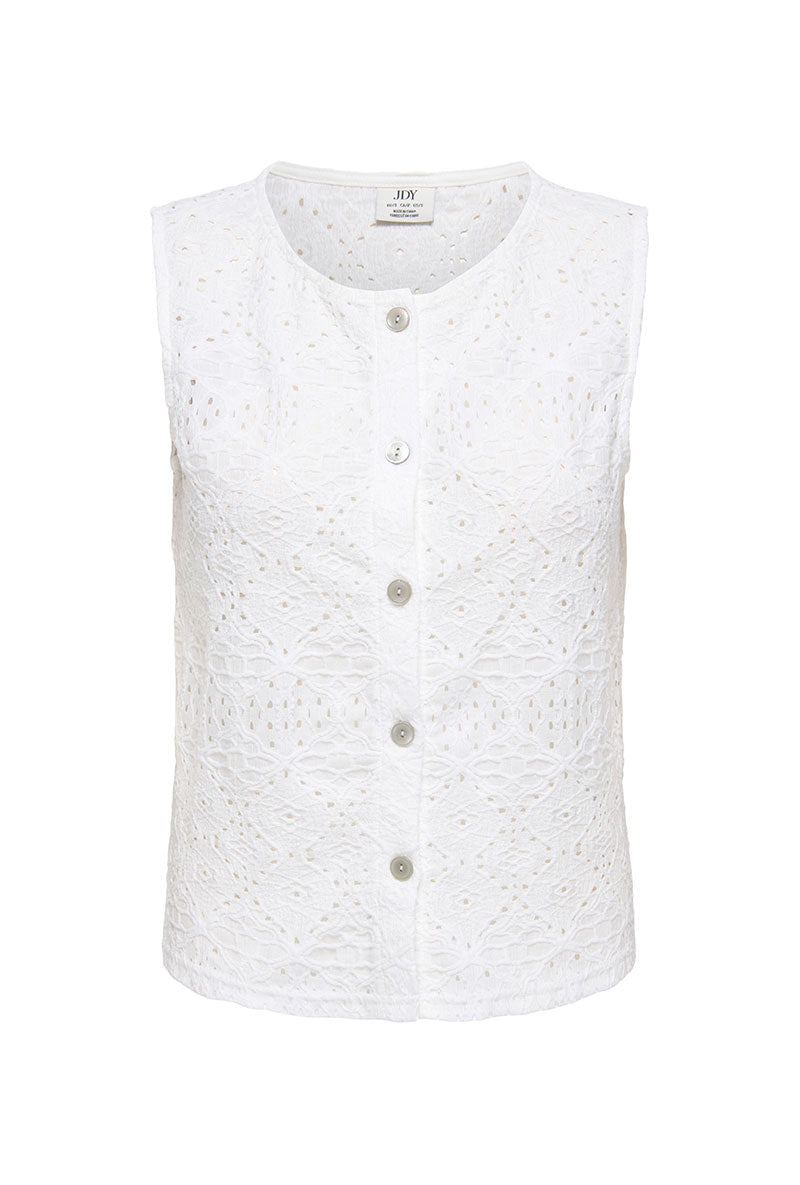 Front image of Nulle life s/l button top in off white, by brand Jacqueline de yong