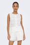 Front image of a model wearing Nulle life s/l button top in off white, by brand Jacqueline de yong