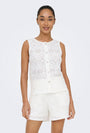 Image of NULLE LIFE S/L BUTTON TOP in off white, by brand JACQUELINE DE YONG