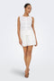 Front image of a model wearing the Nulle life s/l button top in off white, by brand Jacqueline de yong