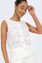 Front image of a model wearing the Nulle life s/l button top in off white, by brand Jacqueline de yong